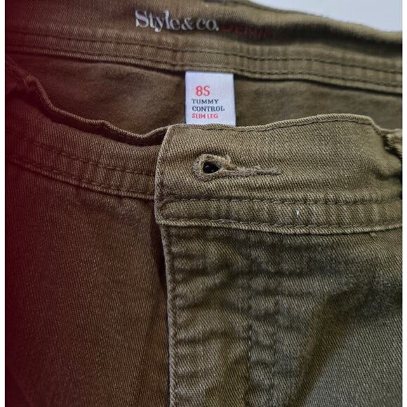 Style & Co denim women's green tummy control straight leg denim Jeans - 8S - Picture 7 of 9